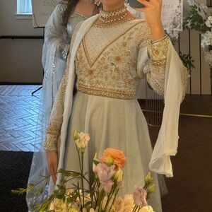 Elegant Embroidered Dress with Gold Accents